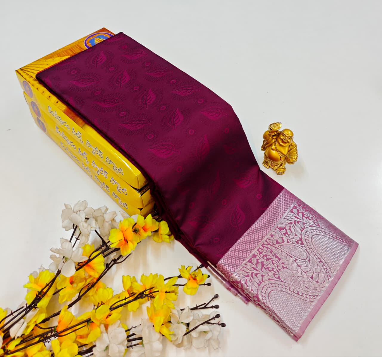 Wine Colour Soft Silk Saree